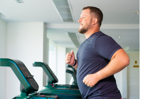 man running on treadmill