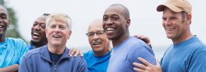 group of men improving well-being through men's health clinic