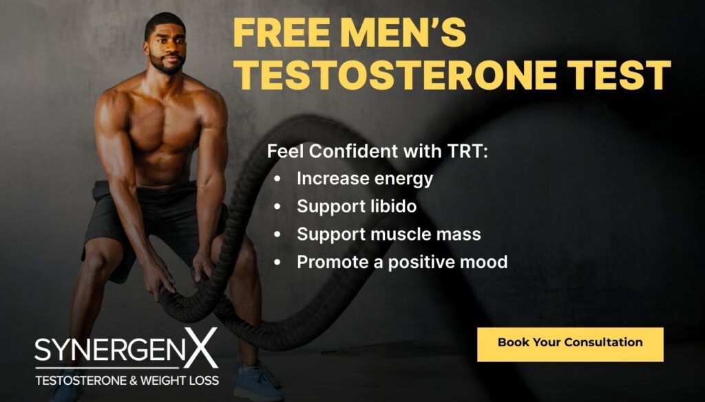 Ad for free testosterone test for men provided by Low T Center.