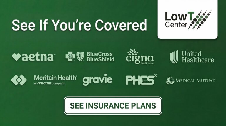 Various logos of insurance companies that low t center accepts